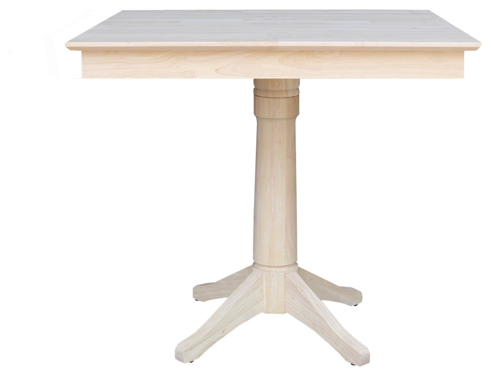 36" x 36" Square Top Pedestal Table  With 4 Counter Height Stools (Set of 5)
