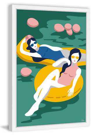"Floating Girls" Framed Painting Print, 30"x45"