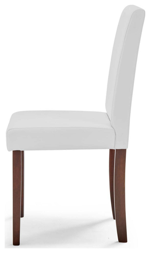 Side Dining Chair and Table Set, Faux Leather, Drak Brown White, Modern, Bistro