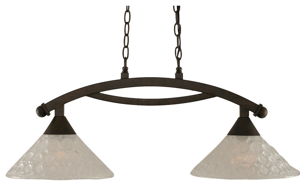 Bow 2 Light Island Light In Bronze, 12" Italian Bubble Glass