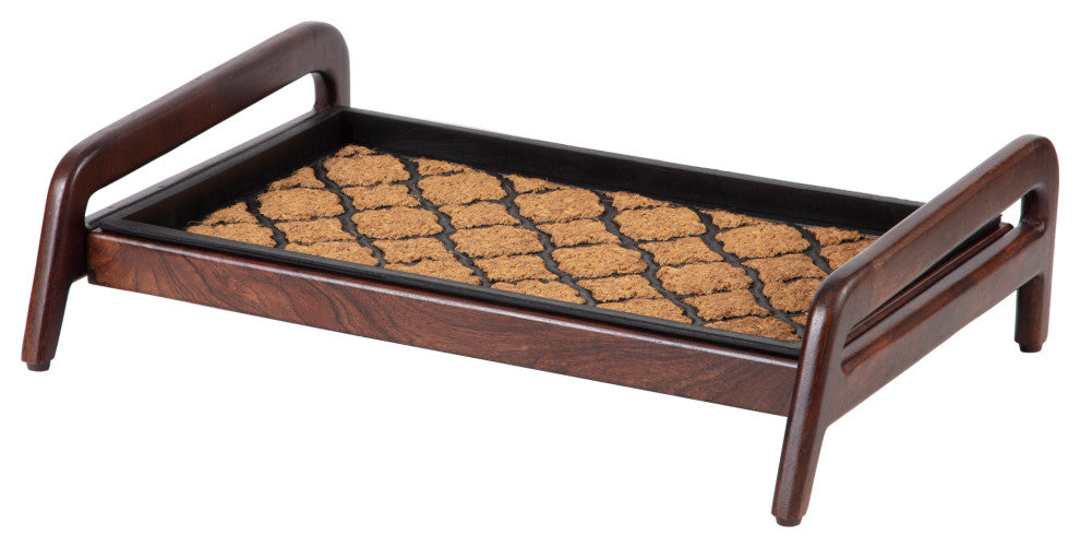 Single-Tier Brown Stand With 2-Pair Rubber Boot Tray Shangri-La