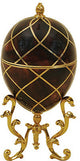 Dyed Pen Shell Inlaid Egg Shaped Decorative Box on Golden Brass Stand