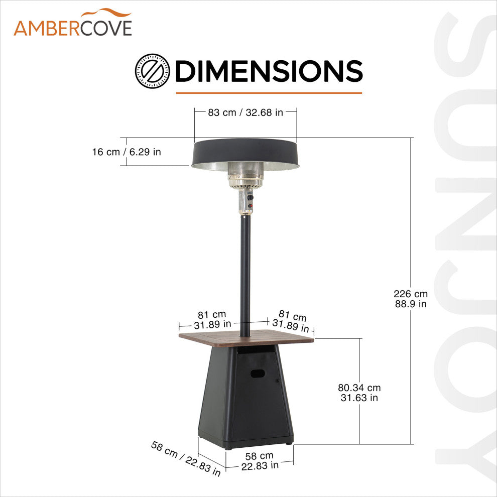 Sunjoy 45,000 BTU Black Steel Frame Outdoor Patio Standing Propane Heater