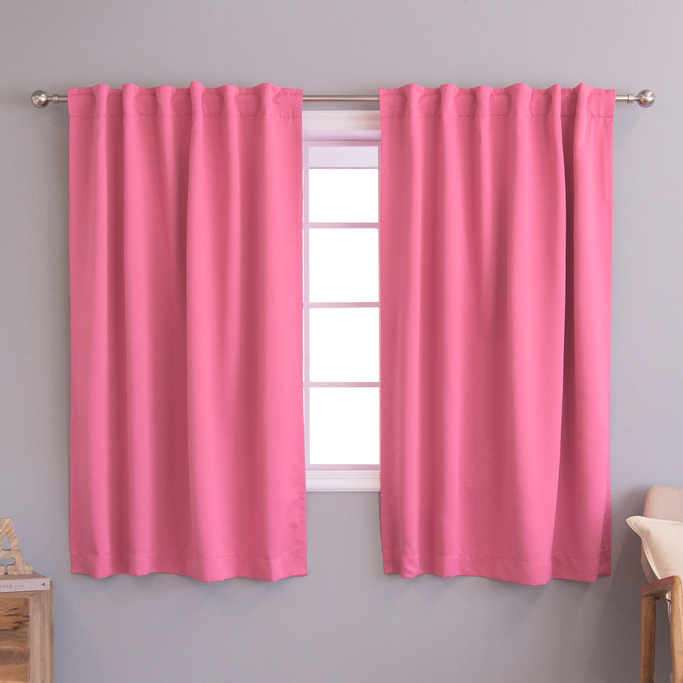 Solid Thermal Blackout Curtain Panels, Pink, 63", Set of 2