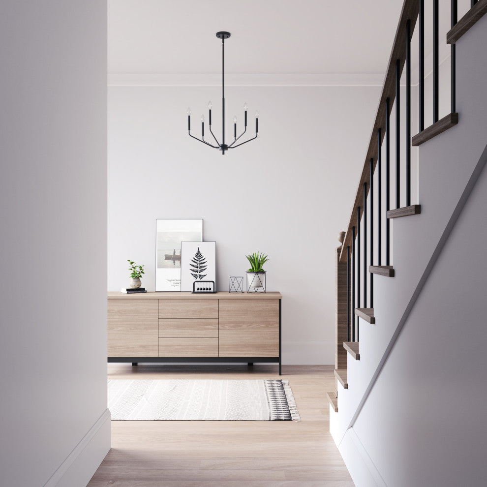 Laurell 6-Light 24" Matte Black Chandelier