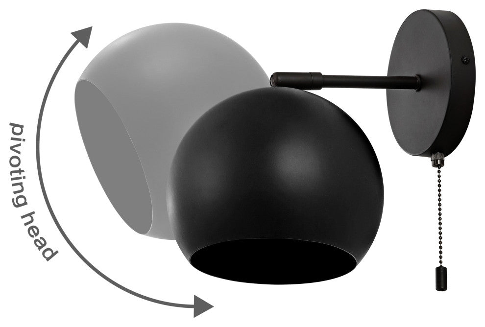 Tierra 7" 1-Light Modern Iron Sconce with Pull-Chain Switch, Set of 2, Black