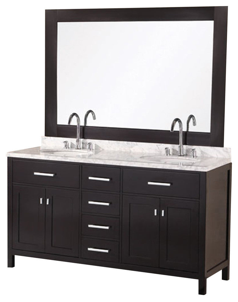 London 61" Double Sink Vanity Set, Espresso