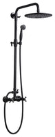 Antique Brass Bathroom Shower Faucet Set Wall Mounted Exposed Shower System, Matte Black
