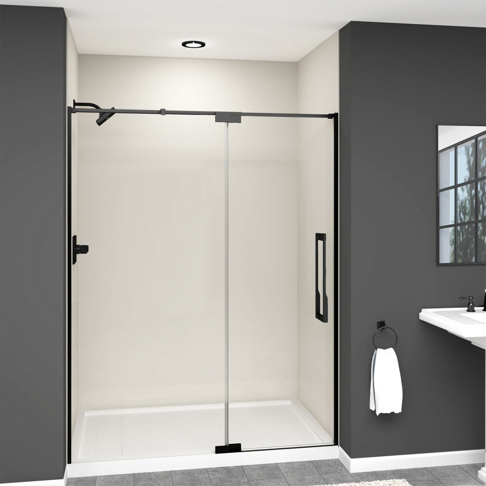 Transolid Irene 60"W x76"H Pivot Shower Door in Matte Black with Clear Glass