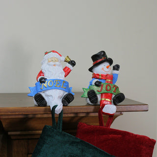 Santa and Snowman Glittered Christmas Stocking Holders, 6.25"