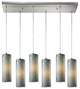 Maple 6-Light Satin Nickel Pendant, Maple Dusk Glass
