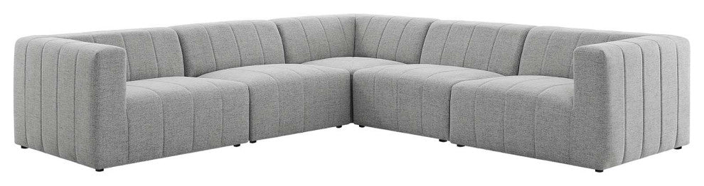 Bartlett Upholstered Fabric Upholstered Fabric 5Piece Sectional Sofa-Light Gray