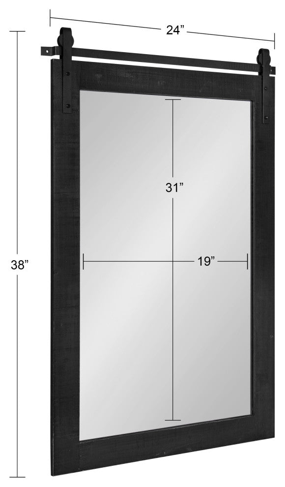 Cates Rustic Wall Mirror, Black 24x38