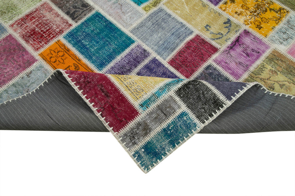 Rug N Carpet - Hand-Knotted Turkish 6' 11" x 9' 9" Unique Patchwork Area Rug