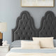 Tufted Platform Bed Frame, King Size, Velvet, Gray, Modern Contemporary