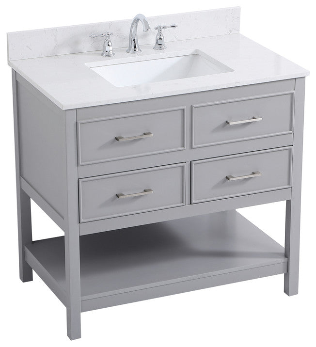 Skylar 36" Single Bathroom Vanity, Gray, With Backsplash