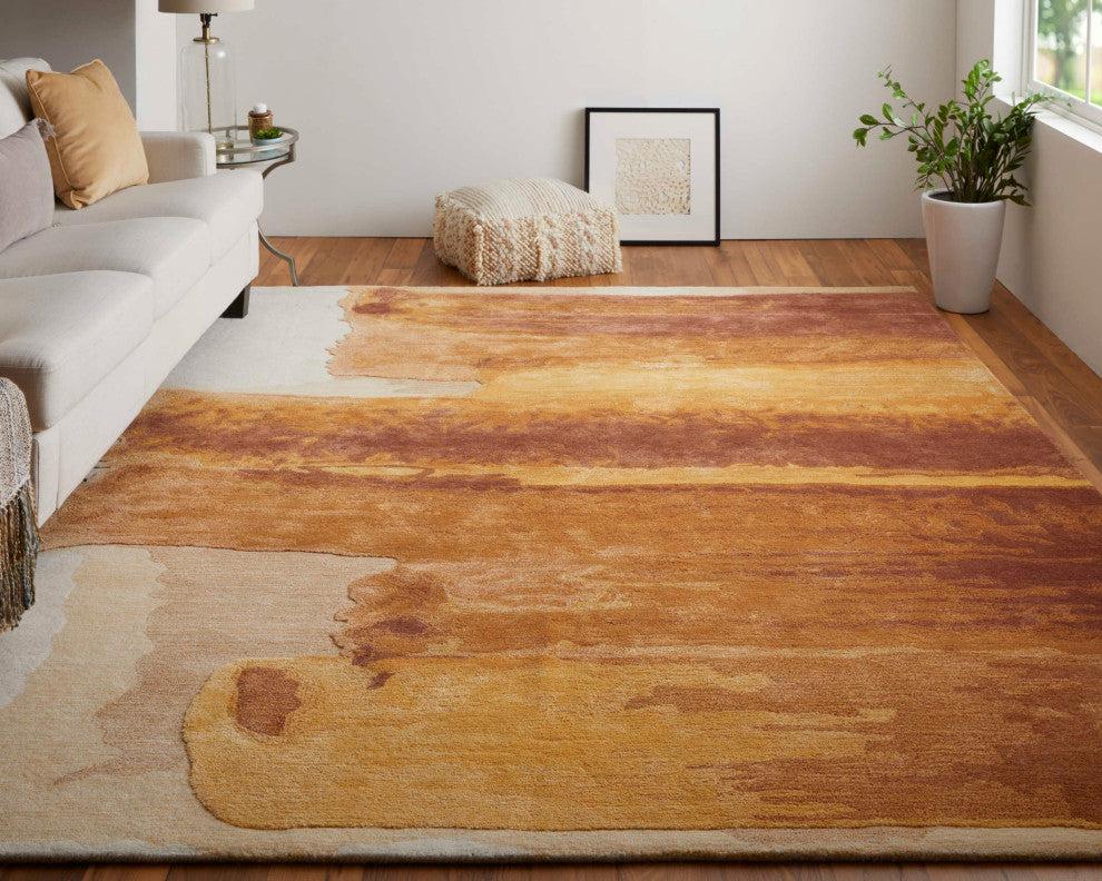 Ramiro R8921 Transitional/Industrial/Casual Area Rug, Terracotta/Ivory, 12'x15'