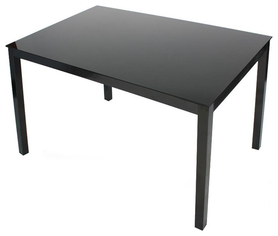 Better Home Products Elliott Tempered Glass Metal Dining Table in Black