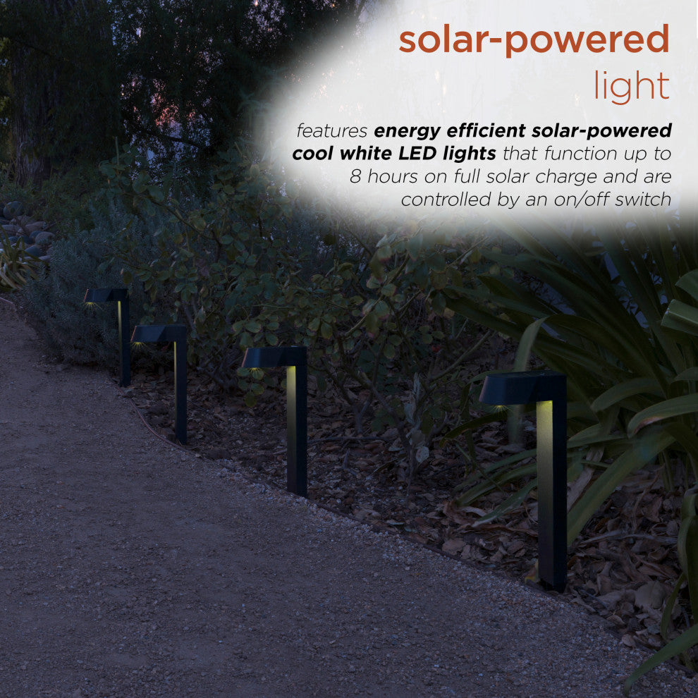 Solar Black Modern Pathway LED Light Set of 4