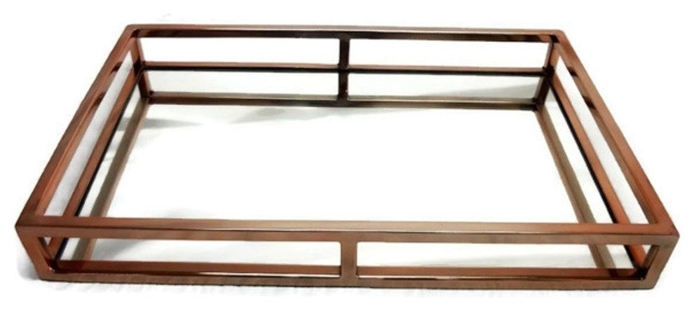 Elegance Copper Rectangular Mirror Stainless Steel Tray