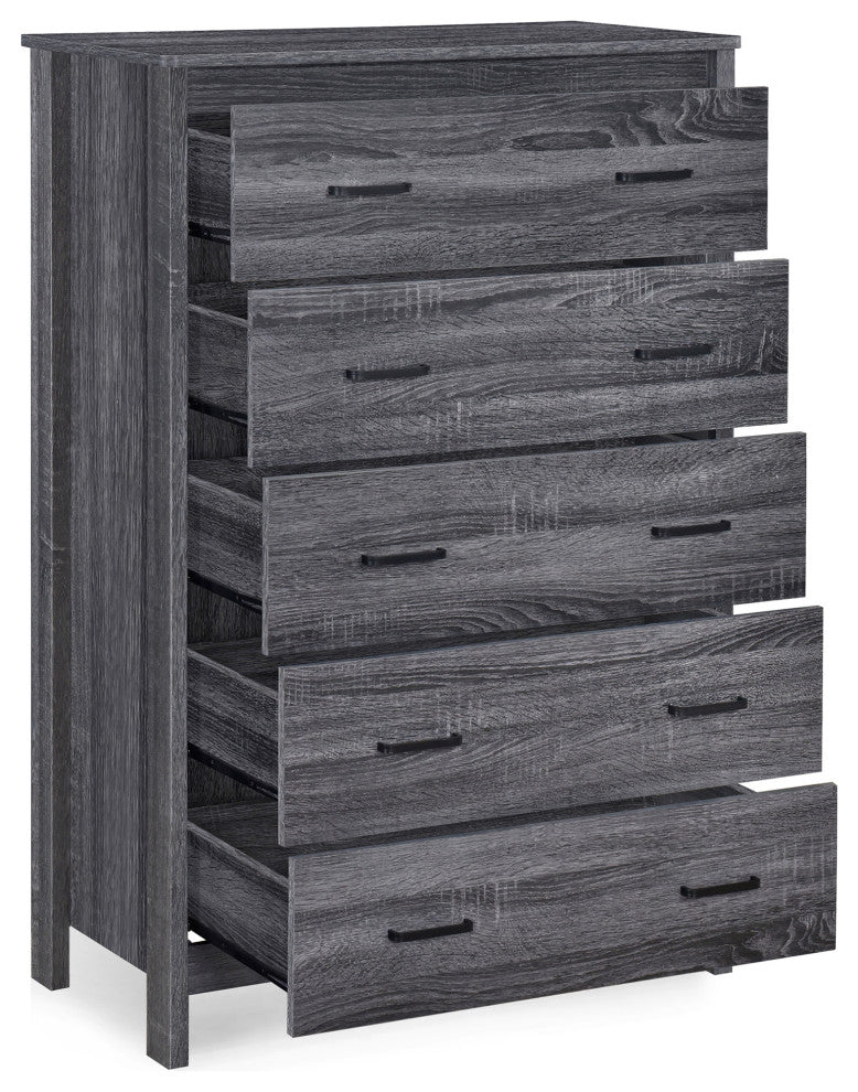 Titeca Contemporary 4 Piece Dresser and Nightstand Set, Sonoma Grey Oak