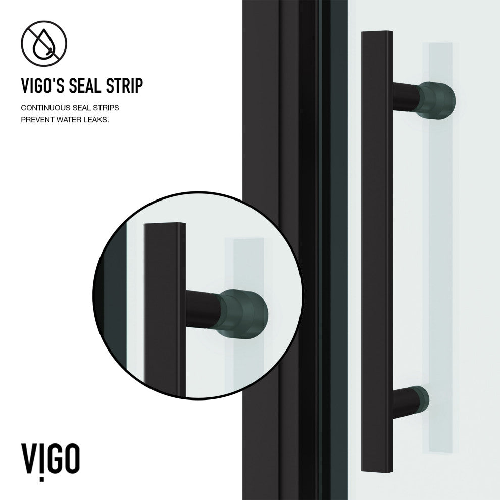 VIGO Astoria Framed Pivot Shower Door, Matte Black, 32" W X 76" H, Clear Glass