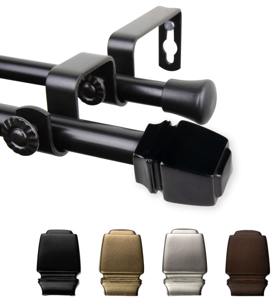 Nona 5/8" Double Curtain Rod Black
