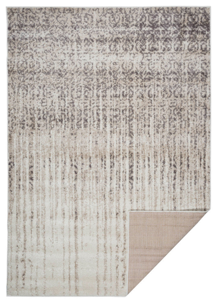 Murillo Abstract Waterfalls Rug - Cream and Taupe - 7' 10" X 9' 10"