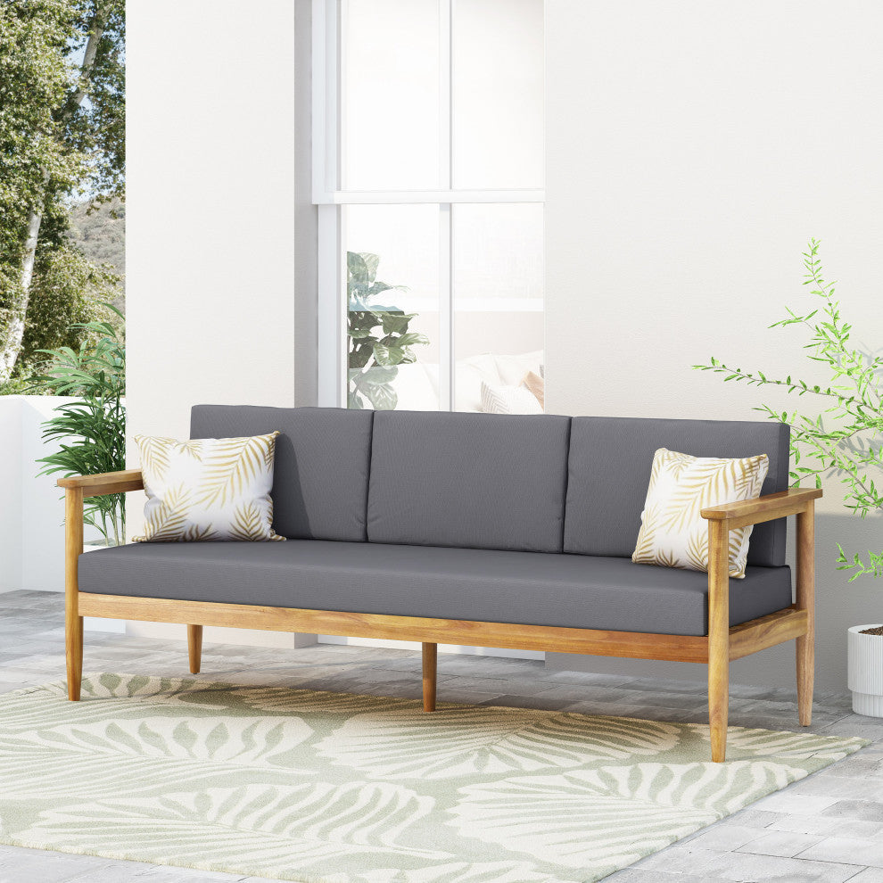 Salton Outdoor Acacia Wood 3-Seater Sofa