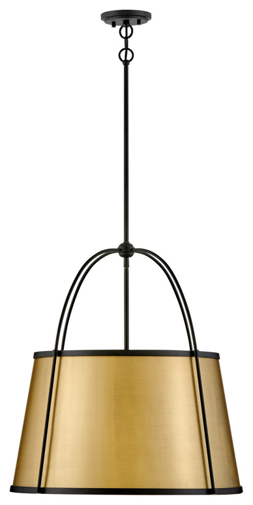 Hinkley Clarke 24.5" Medium Drum Chandelier, Lacquered Dark Brass + Black