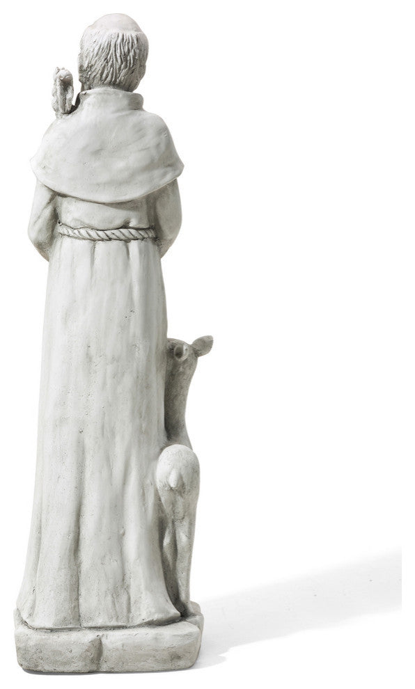 36.25" MGO St. Francis Garden Statue Feeds Animals