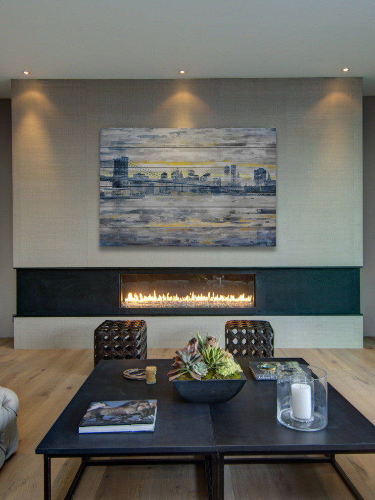 "From Across the Water" Print on White Wood, 45"x30"