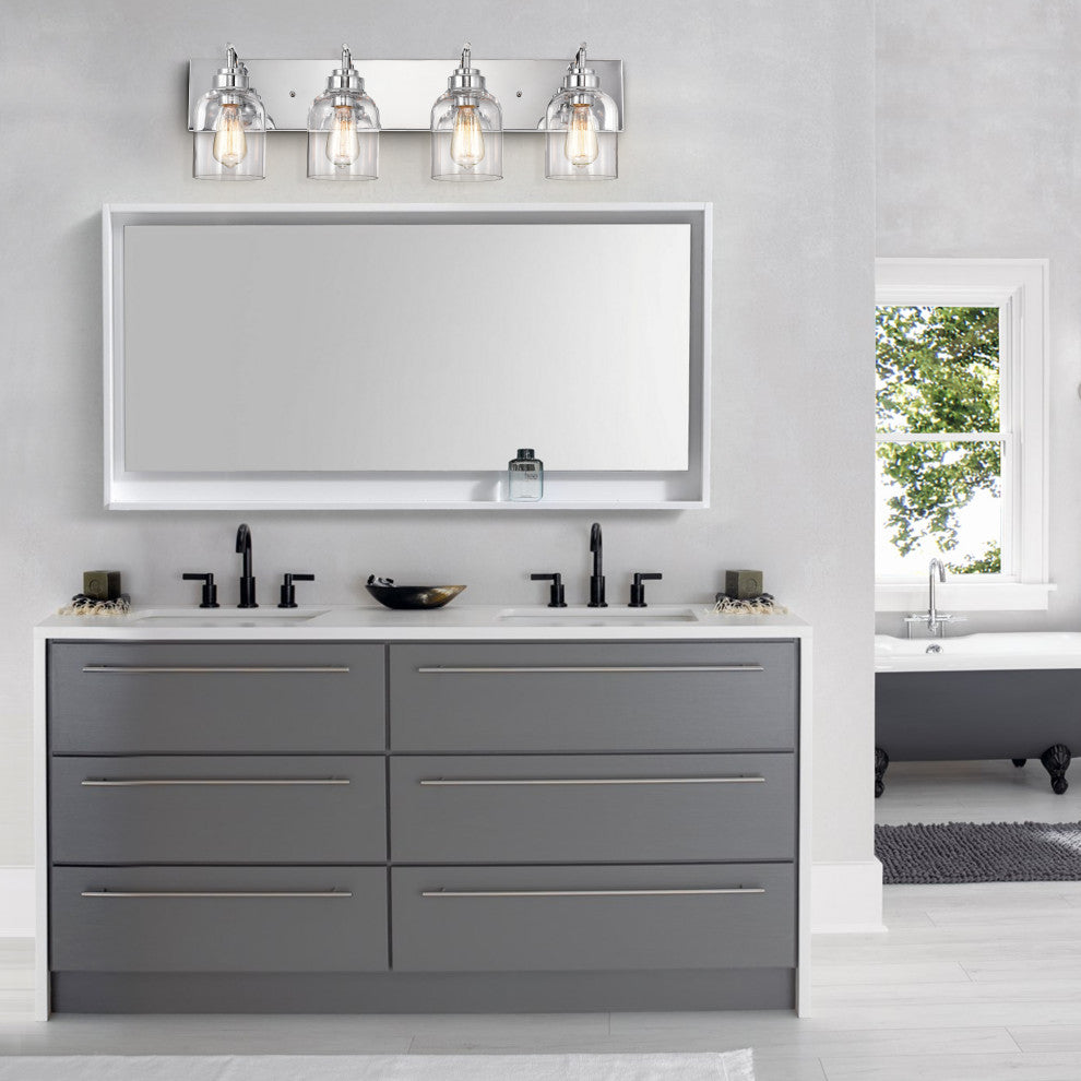 CHLOE Lighting THIERRY Transitional 4-Light Chrome Bath Fixture 30 " Wide