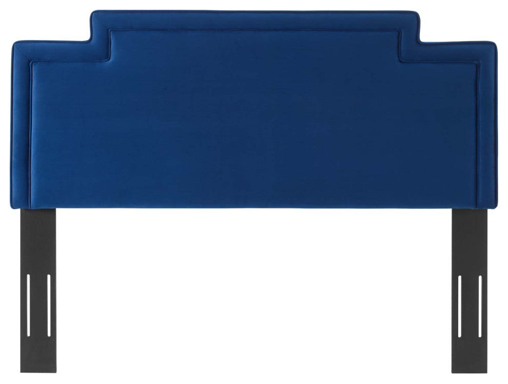 Headboard, Twin Size, Blue Navy, Velvet, French, Mid Century Guest Suite