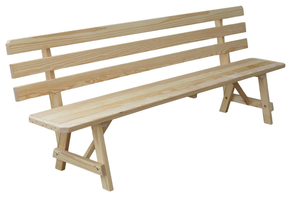 Traditional Cedar Backed Bench, Unfinished, 8 Foot
