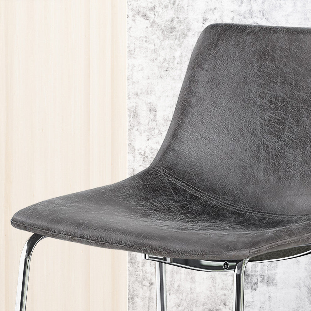 Antonia Modern Microfiber Bar Stool, Slate/Black, Slate/Black