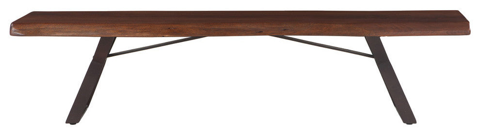Nottingham 90-Inch Acacia Wood Live Edge Dining Bench in Walnut Finish