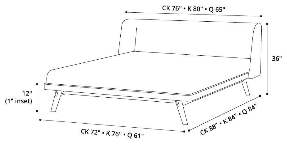 Haru Queen Bed, Andorra Wool and Natural Oak