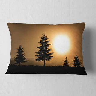 Bright Sunrise Tree Silhouette Landscape Printed Throw Pillow, 12"x20"