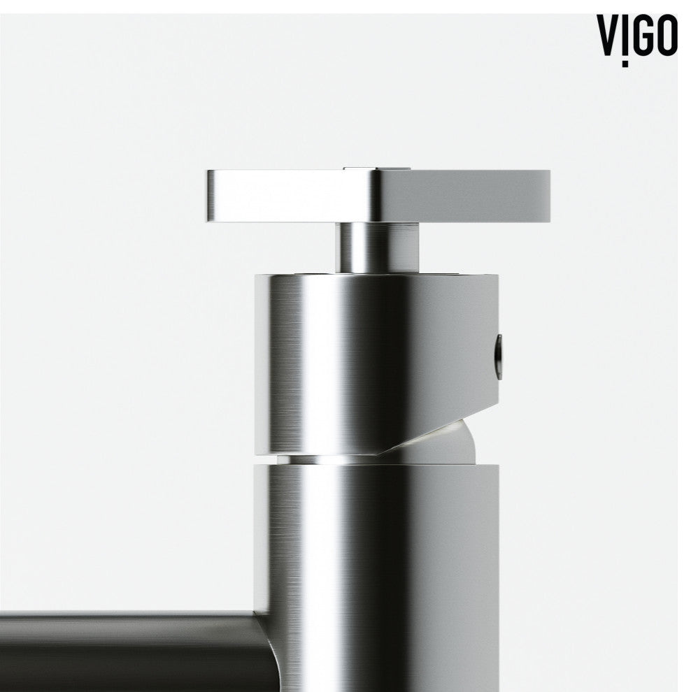VIGO Ruxton 8" H Single Handle Single Hole Bathroom Faucet, Brushed Nickel, Without Extras