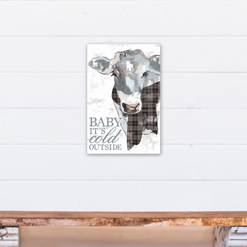 Plaid Scarfed Cow 12x18 Canvas Wall Art