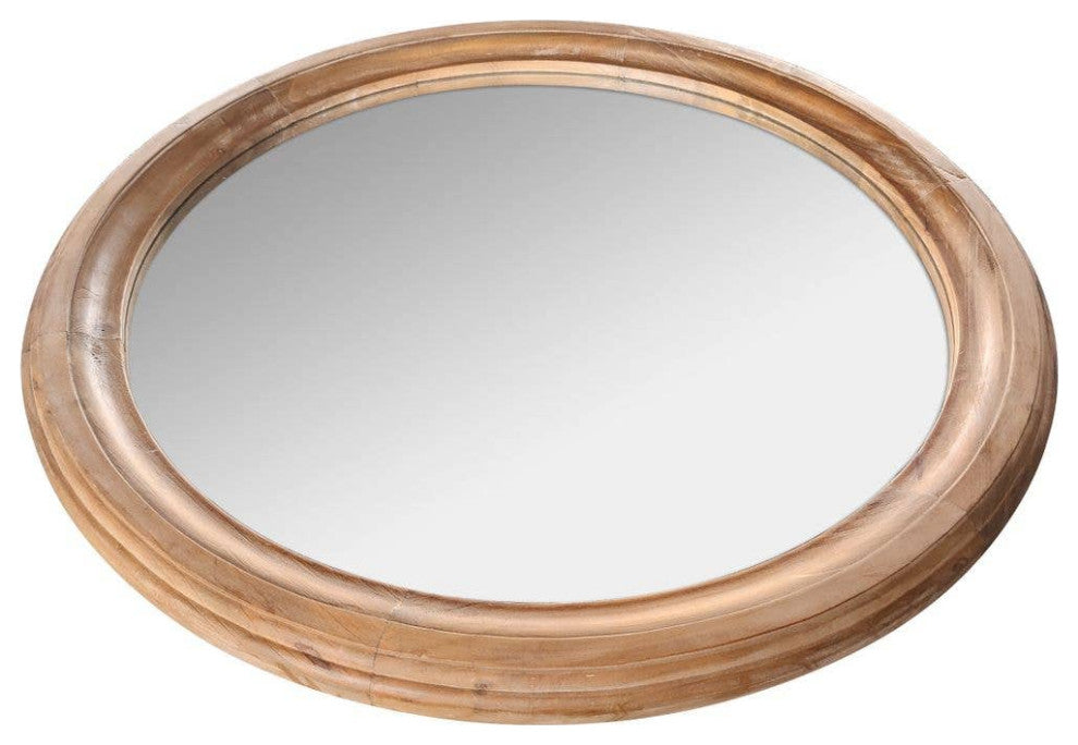 Decorative Round Brown Wooden Mirror