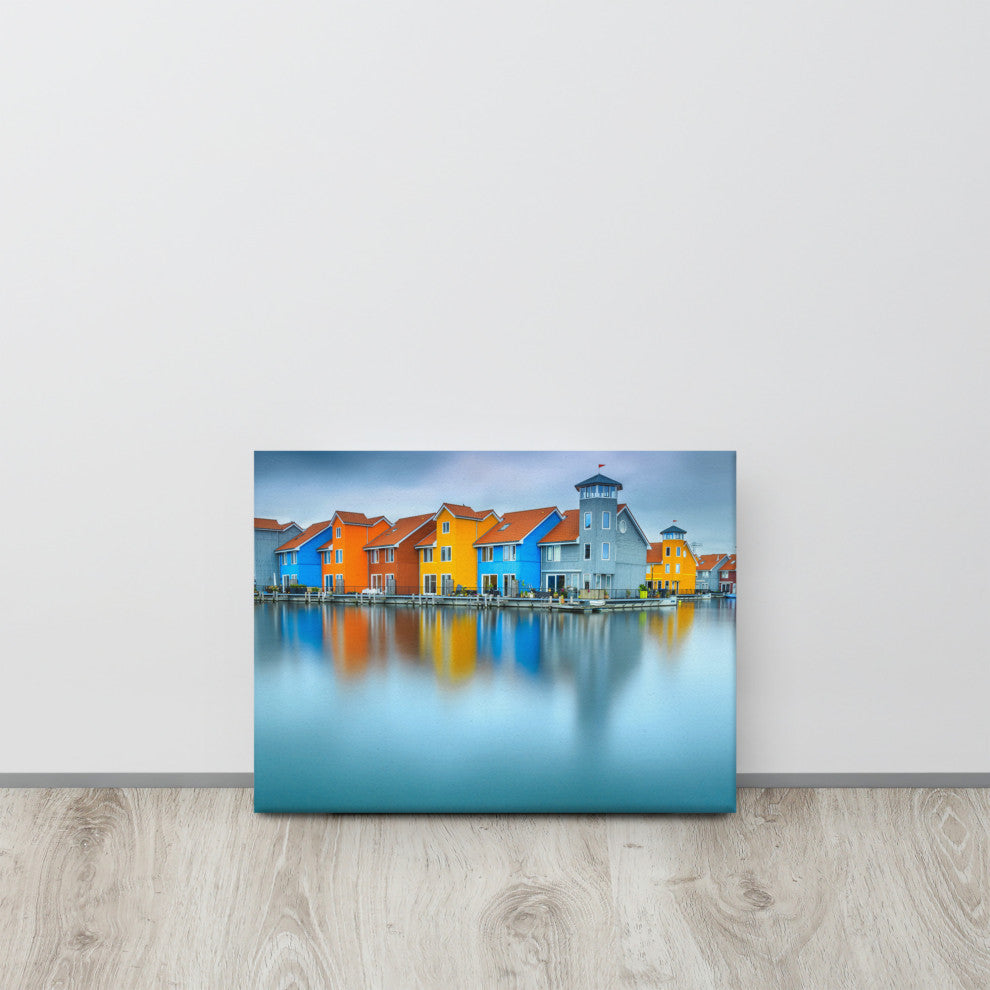 Blue Morning at Waters Edge Groningen Netherlands Canvas Prints, 12" X 16"