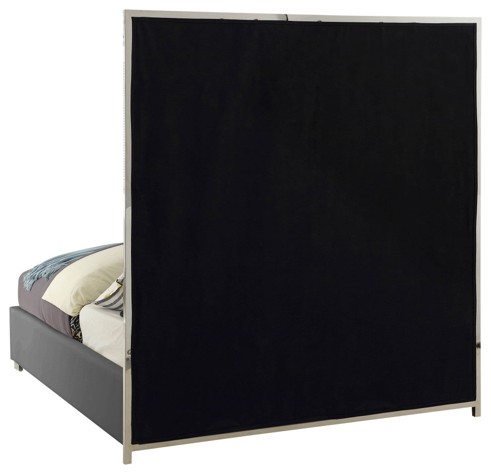 Milan Faux Leather Bed, Gray, Queen