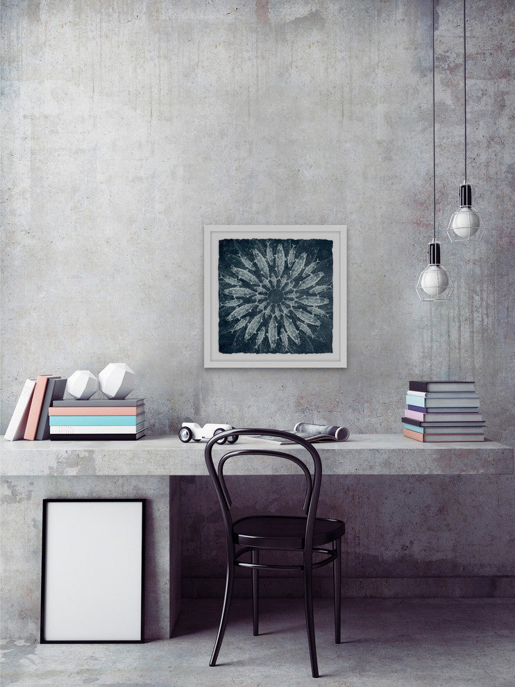 "White Burst" Framed Painting Print, 12"x12"