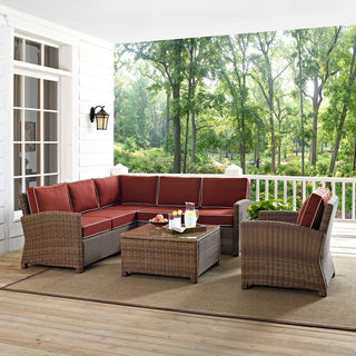 Bradenton 5-Piece Outdoor Wicker Seating Set, Sangria
