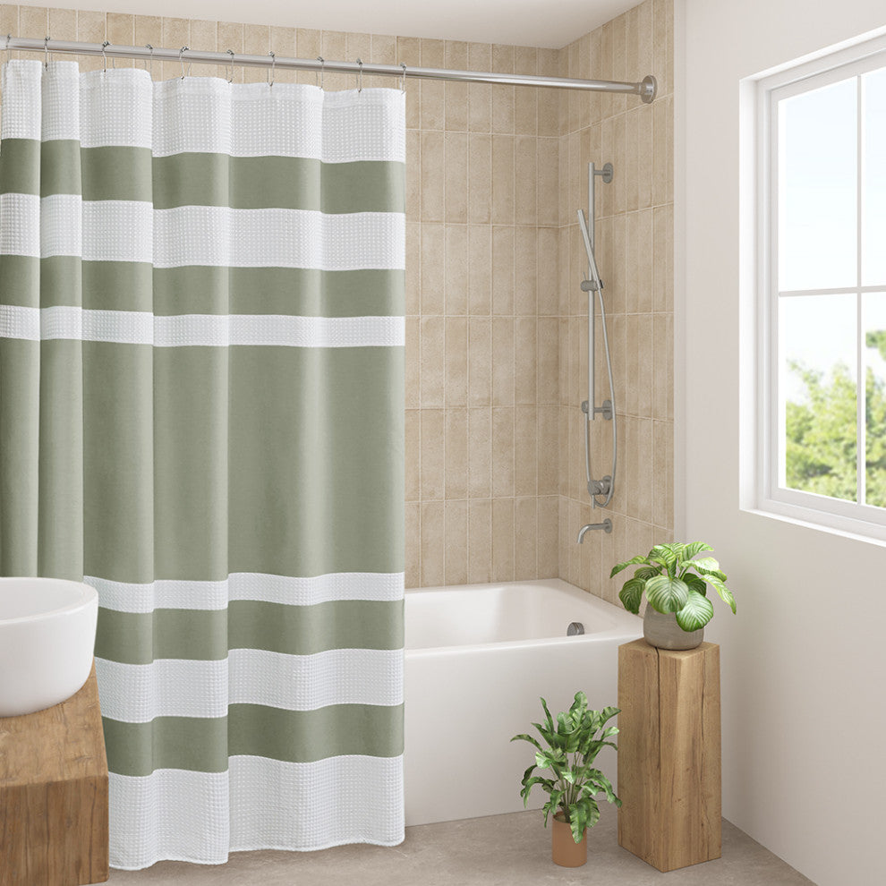 Madison Park Spa Waffle Shower Curtain With 3M Treatment