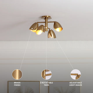 Splay 4 Light Ceiling Light Brass