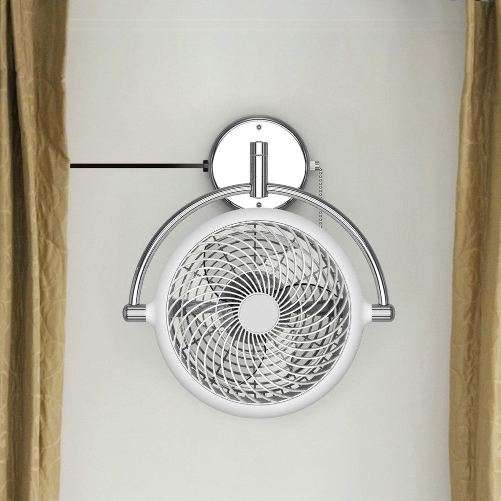 Whose Lamp 8-inch Wall Fan Walnut Finish, White