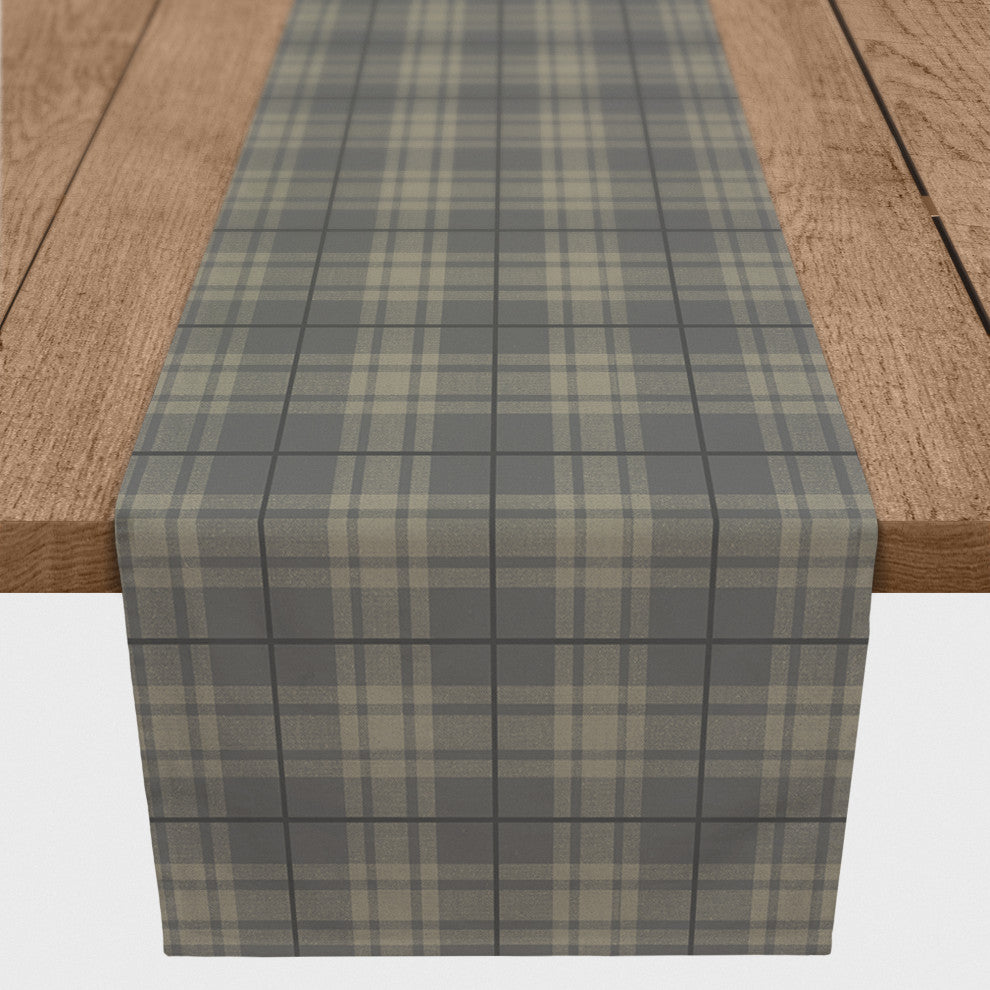 Dark Gray Plaid 16x72 Cotton Twill Runner